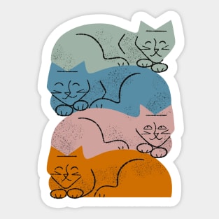 Four Cat Pile Sticker